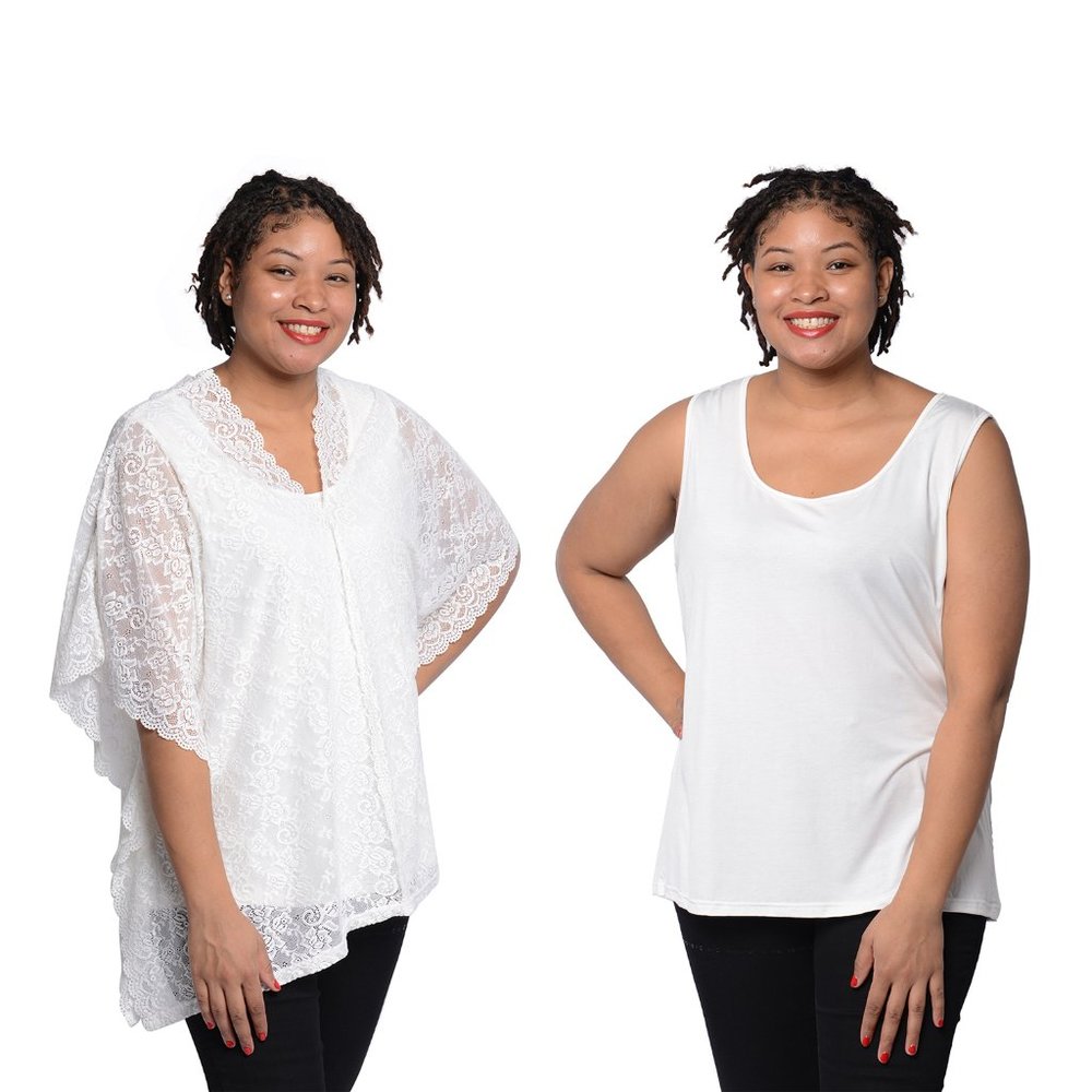 JOVIE White Lace Kaftan with Tank Top S/M